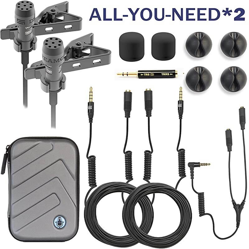 2HD Lavalier Lapel Microphone Full Accessories Pack  LAV PRO for iPhone Samsung Any Other Phones with Extensions Invisible Mic Holders  More Best StudioQuality Sound Kit for Youtubers
