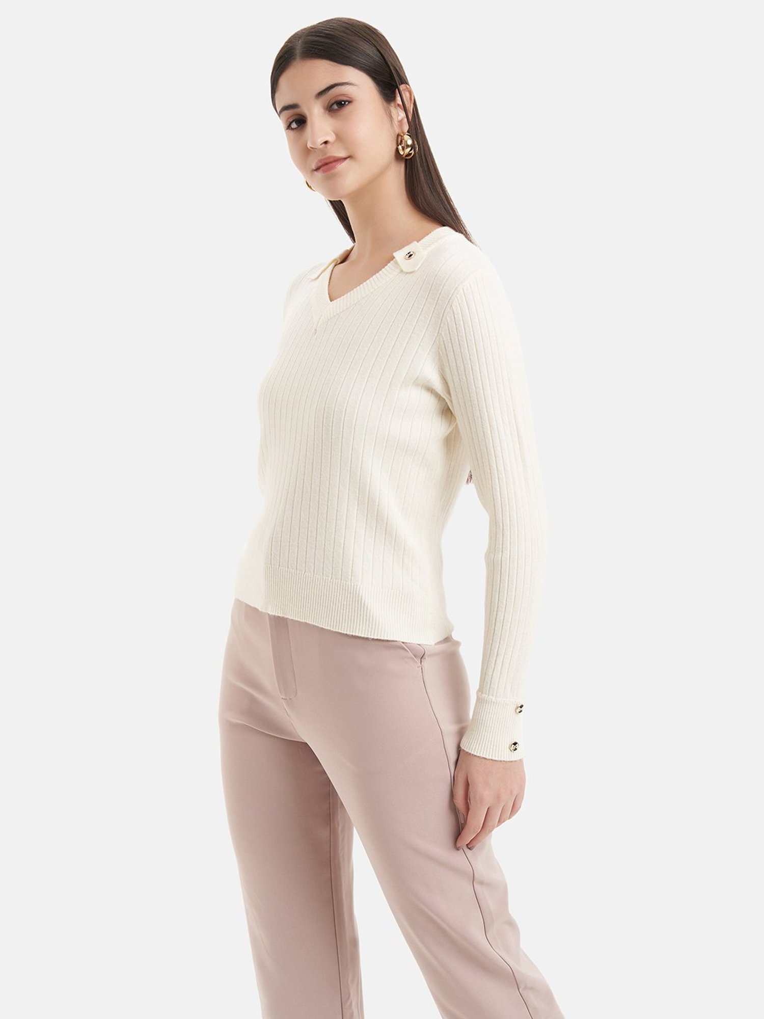 Kazo White Striped Pullover