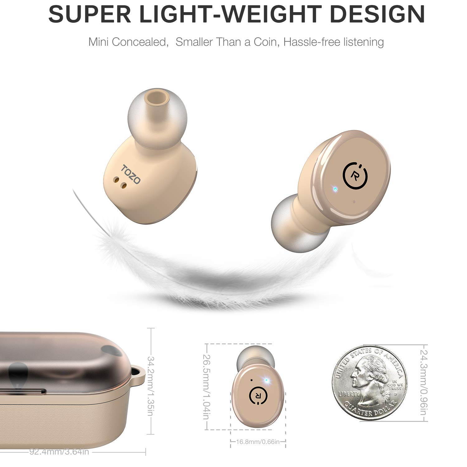 TOZO T10 Bluetooth 5.0 Wireless Earbuds with ?Wireless Charging Case Waterproof TWS Stereo Headphones in-Ear Built-in Mic Headset Premium Sound with Deep Bass for Sport