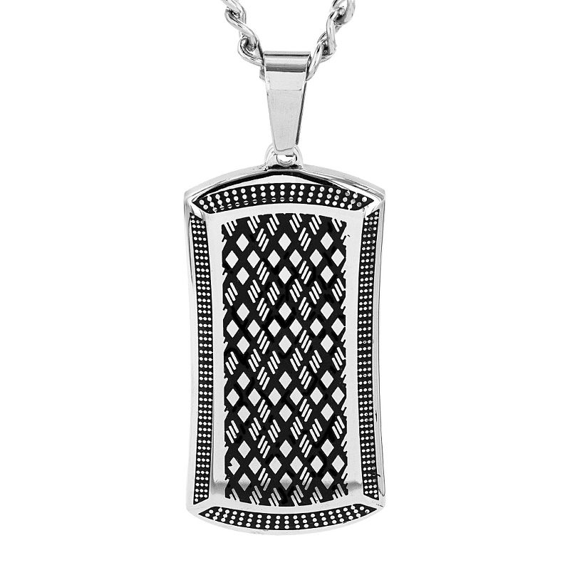 Crucible Men's High Polish Stainless Steel Antiqued Dog Tag Pendant