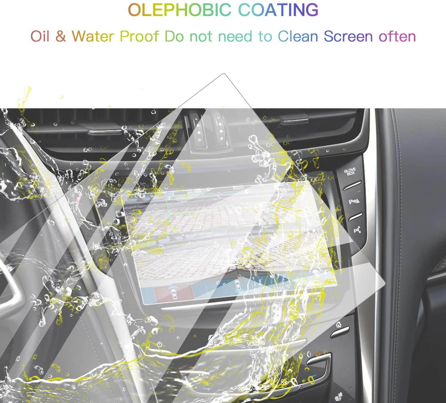 Screen Protector Foils for 2015-2019 Cadillac CTS CUE infotainment interface 8In Navigation Display Tempered Glass 9H Hardness Anti Glare & Scratch HD Clear LCD GPS Touch Screen Protective Film