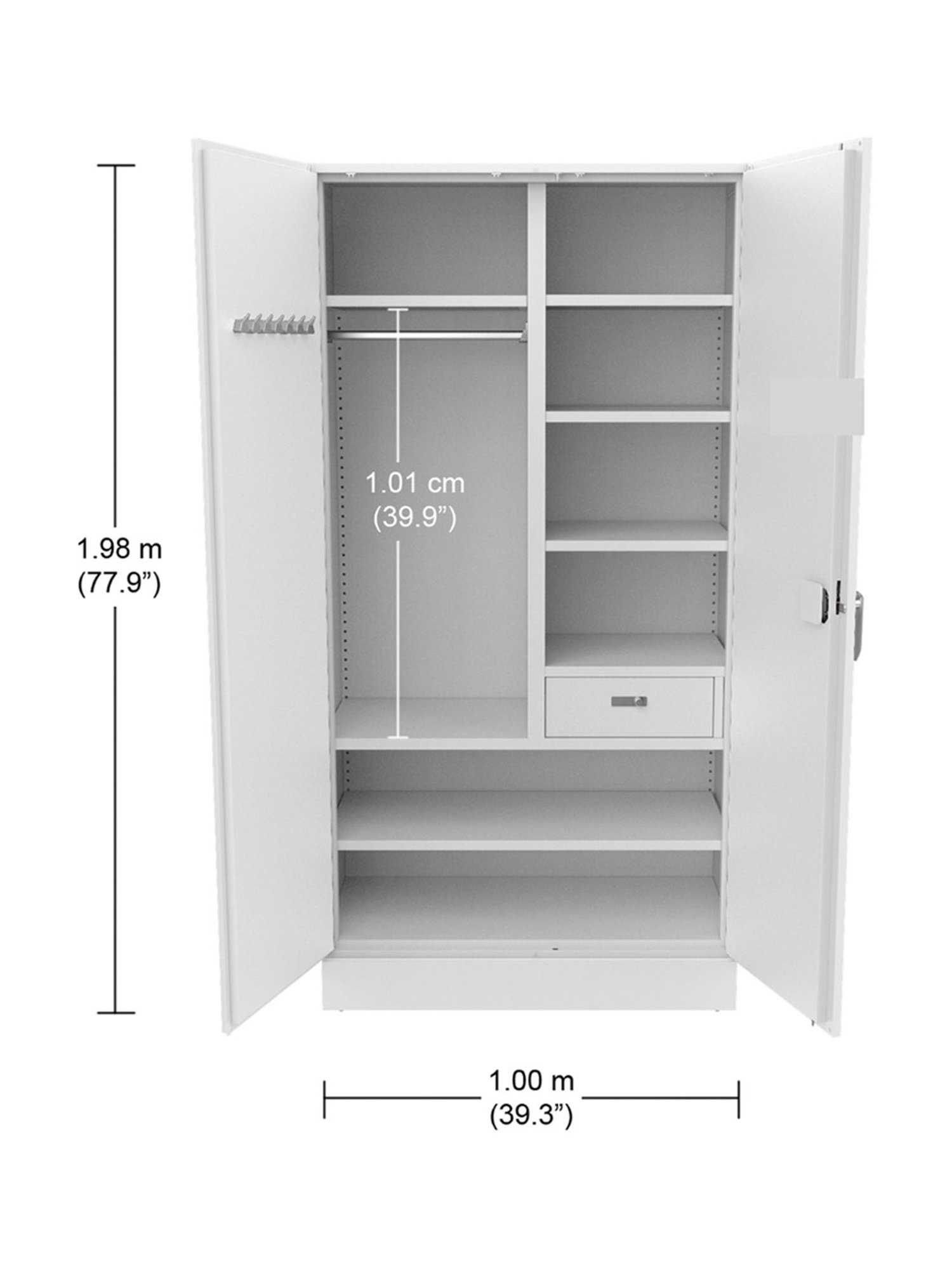Godrej Interio Auraline Women Basic 2-Door Almirah, Textured Bond White (1-Year Warranty, 1 Drawer)