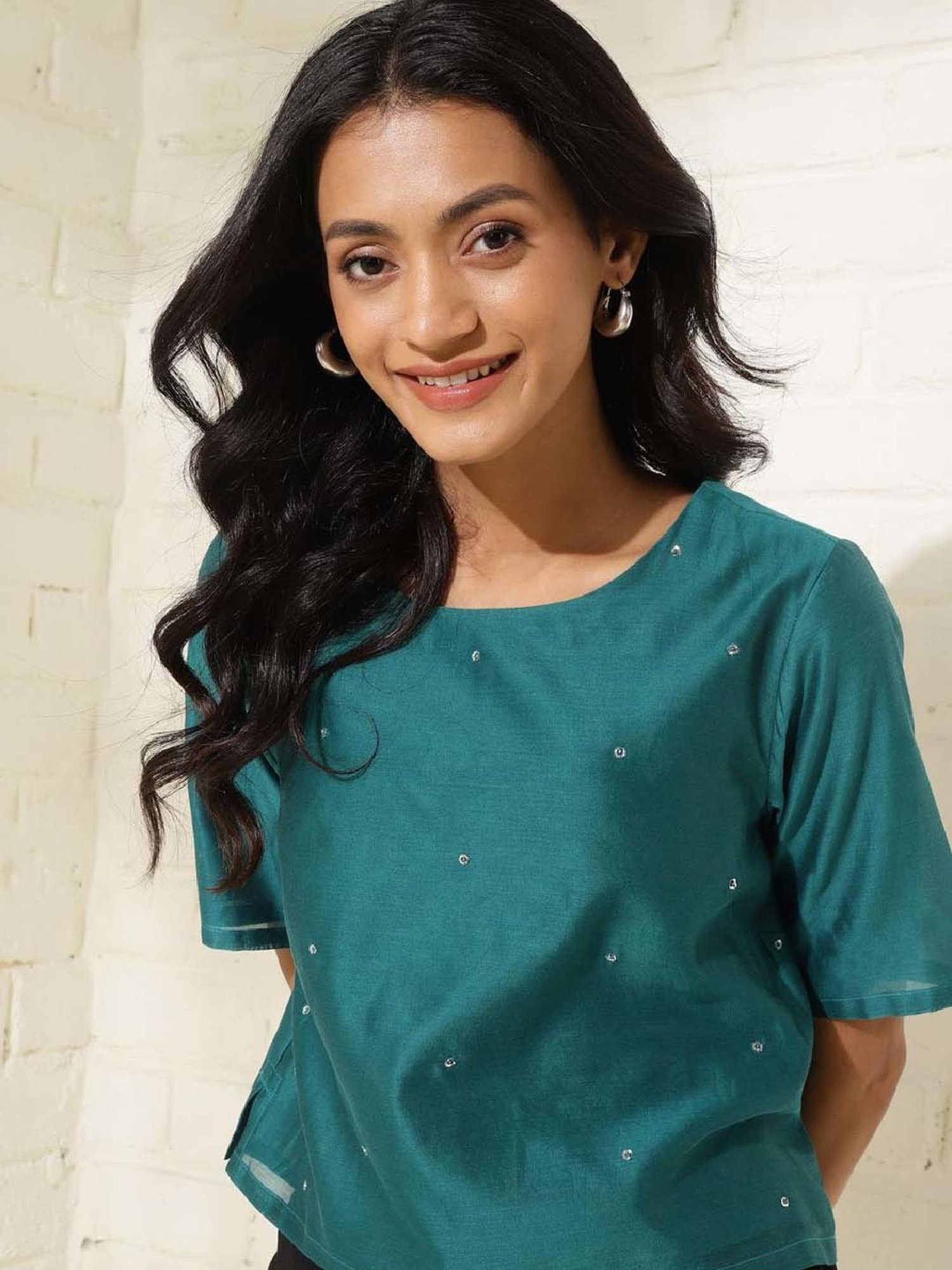 Fabindia Blue Embroidered Top