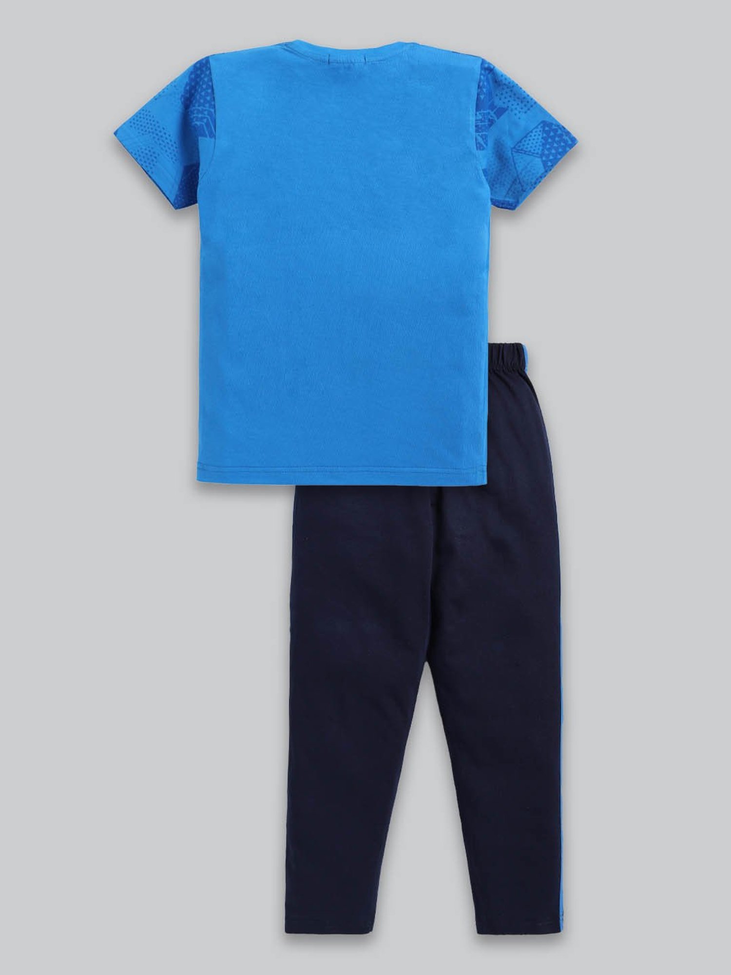 Todd N Teen Kids Blue Printed T-Shirt with Trackpants