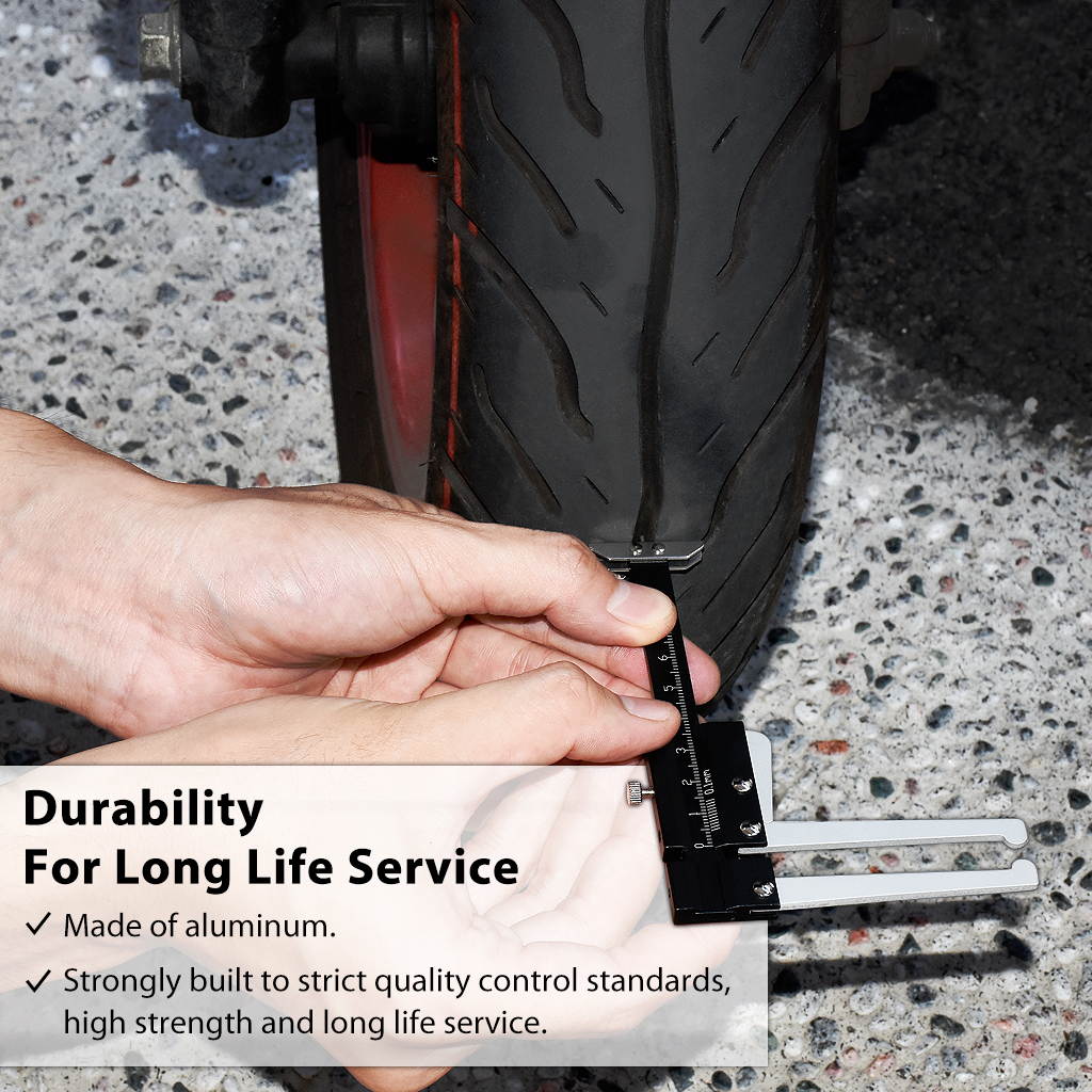 FIRSTINFO Manual Auto Brake Disc Depth Gauge Ruller and Tire Tread Depth Gauge 0-60mm Metric Measuring Caliper