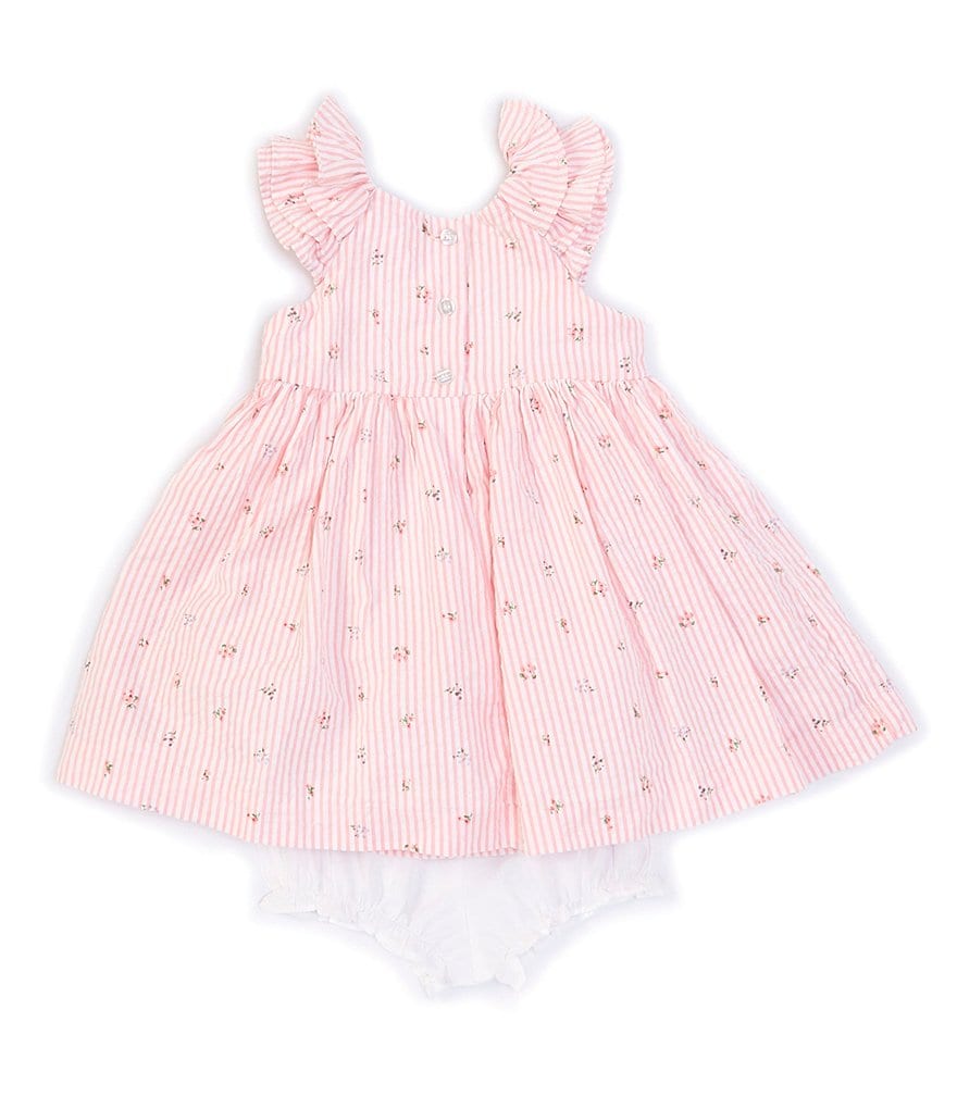 Laura Ashley Baby Girls 12-24 Months Ruffle-Sleeve Floral Seersucker Fit-And-Flare Dress