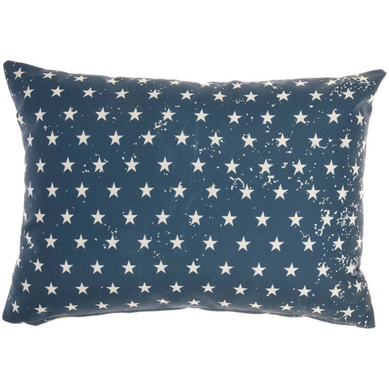 14"x20" Oversize Reversible Indoor/Outdoor Wavy American Flag Lumbar Throw Pillow - Mina Victory