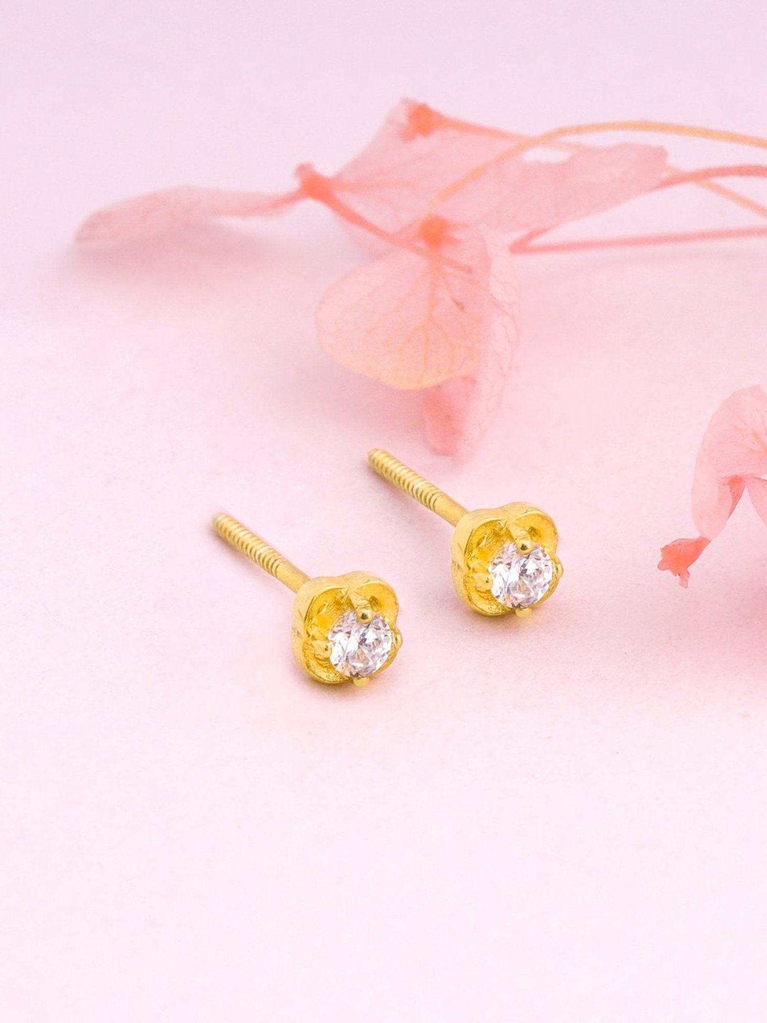 GIVA 92.5 Sterling Silver Golden Mini Floral Stud Earrings