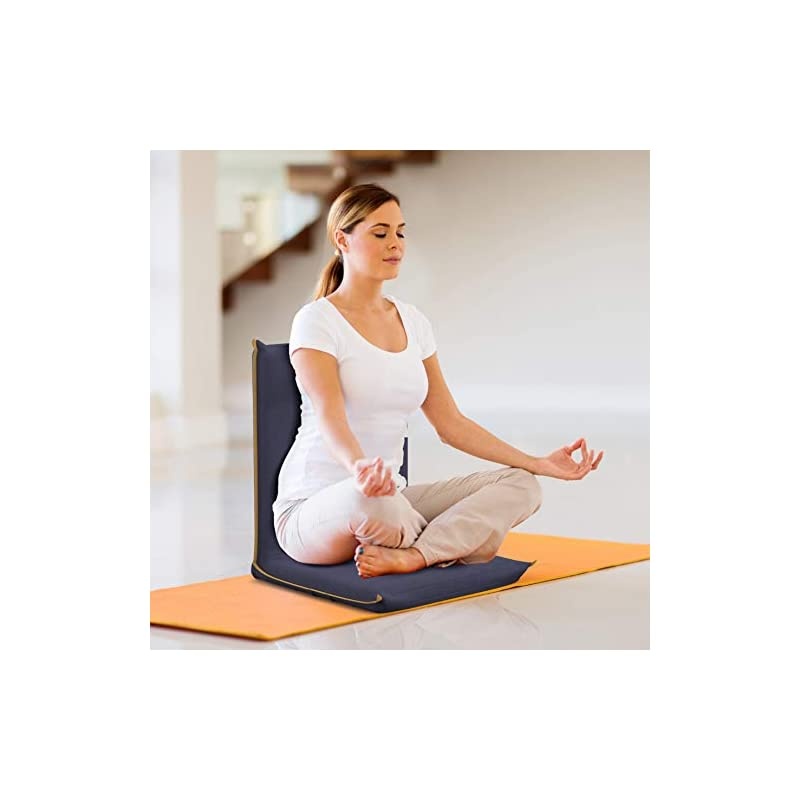 Padded Floor Chair - Easy II Floor Seating for Adults w/Adjustable Backrest, Blue & Beige