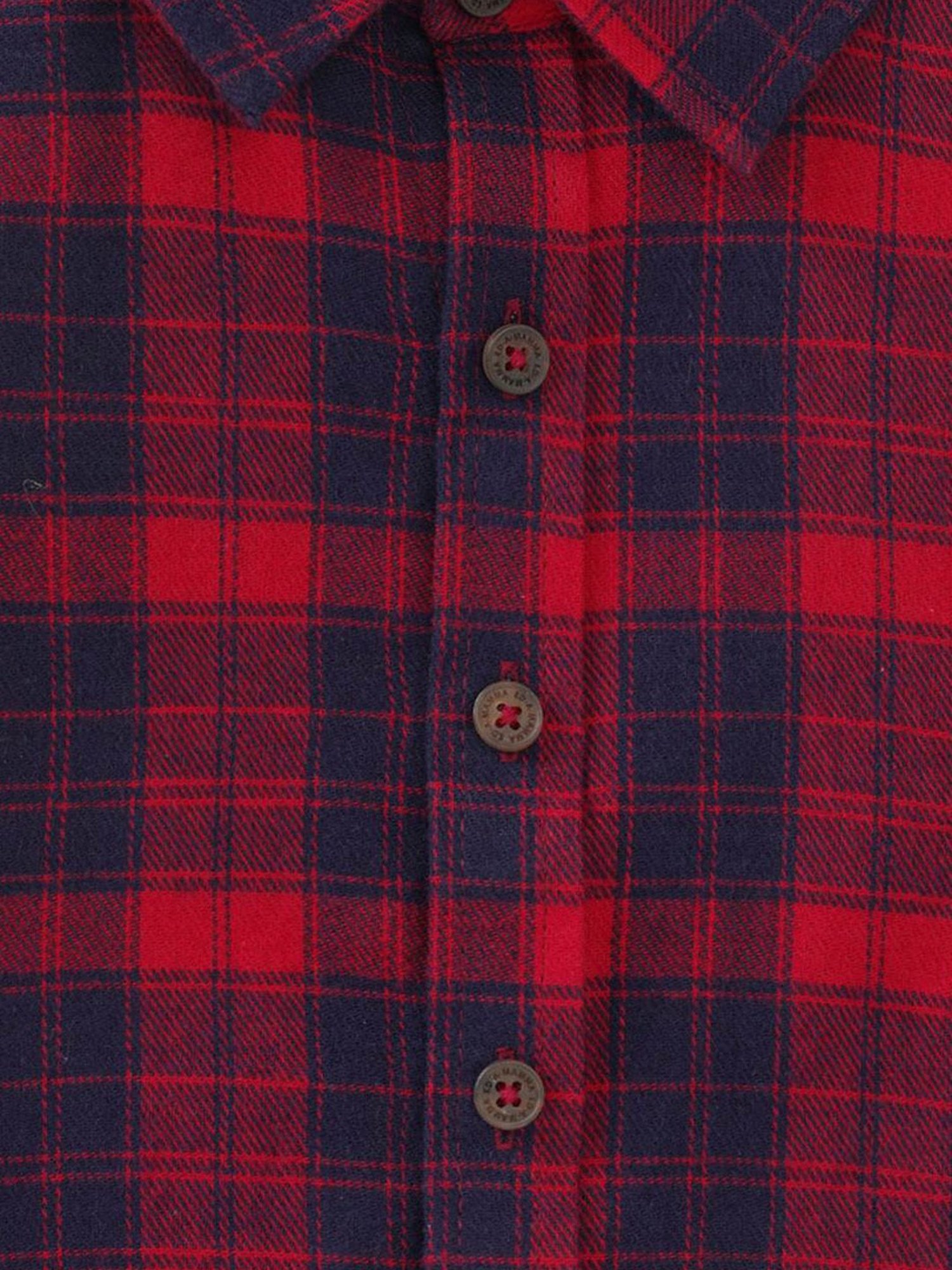 Ed-a-Mamma Kids Red & Blue Cotton Chequered Full Sleeves Shirt
