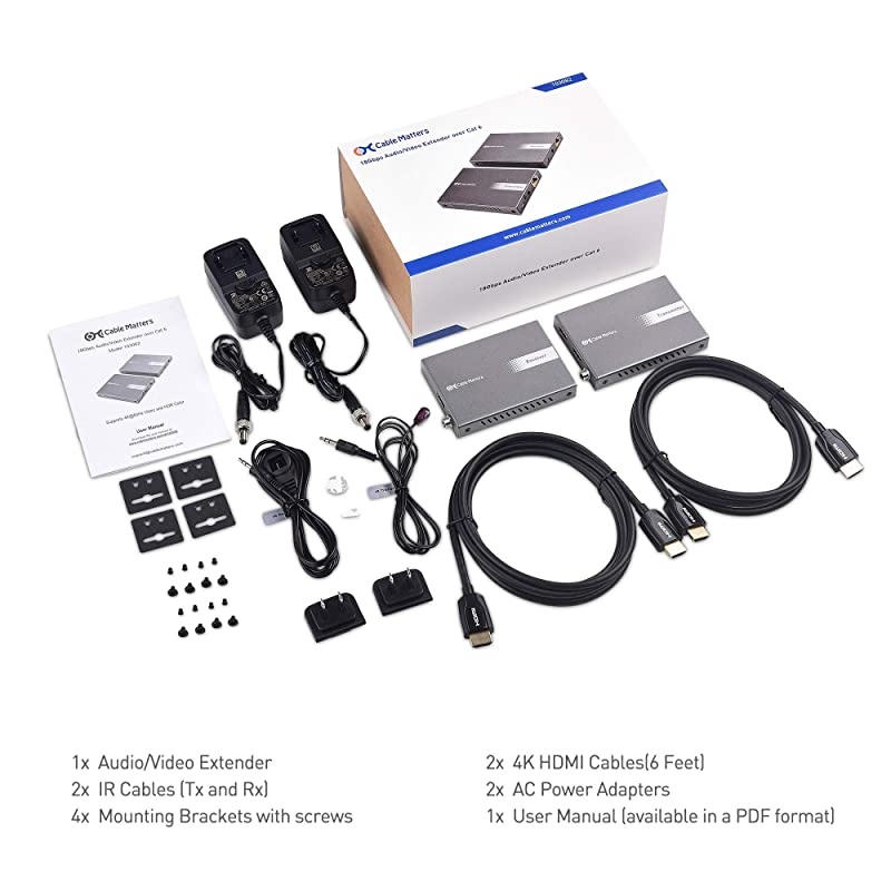 4K 60Hz HDMI Extender Balun with HDMI 20 and HDR Wall Mount 4K HDMI Over Ethernet Extender up to 164 Feet Support Local Monitor LoopOut