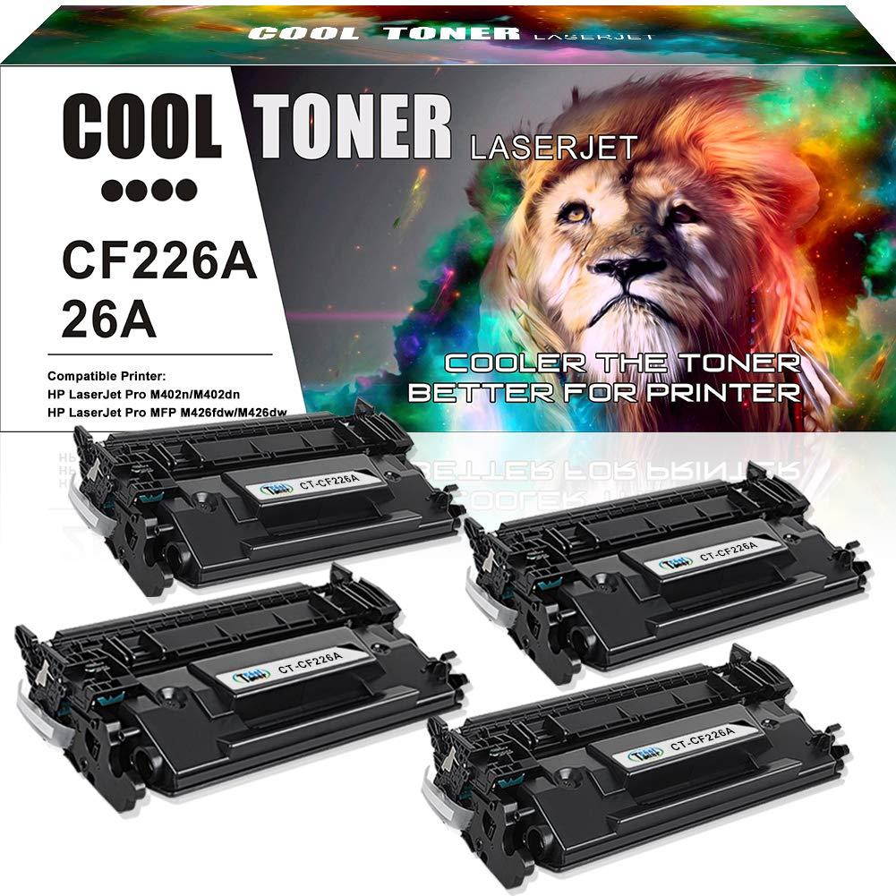 Cool Toner Compatible Toner Cartridge Replacement for HP 26A CF226A 26X CF226X for HP Laserjet Pro m402dn M402n M426fdw M402dw HP Laserjet Pro MFP M426fdw M426dw M426fdn HP M402 M426 Printer Ink-4Pack