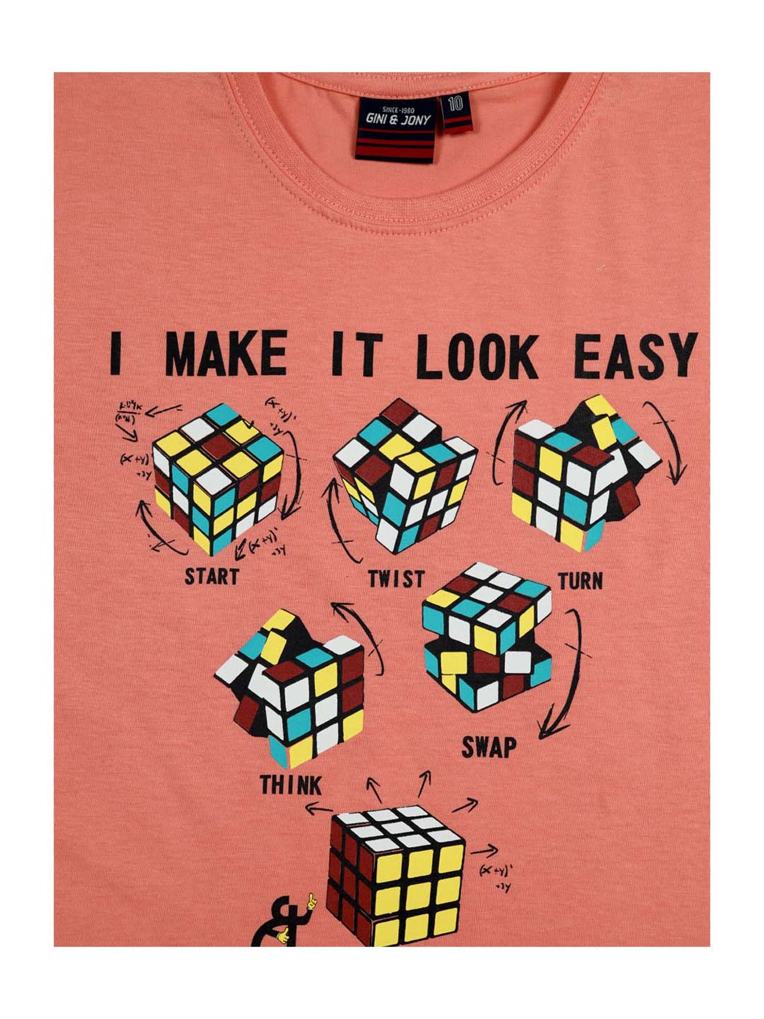 Gini & Jony Kids Pink Cotton Printed T-Shirt