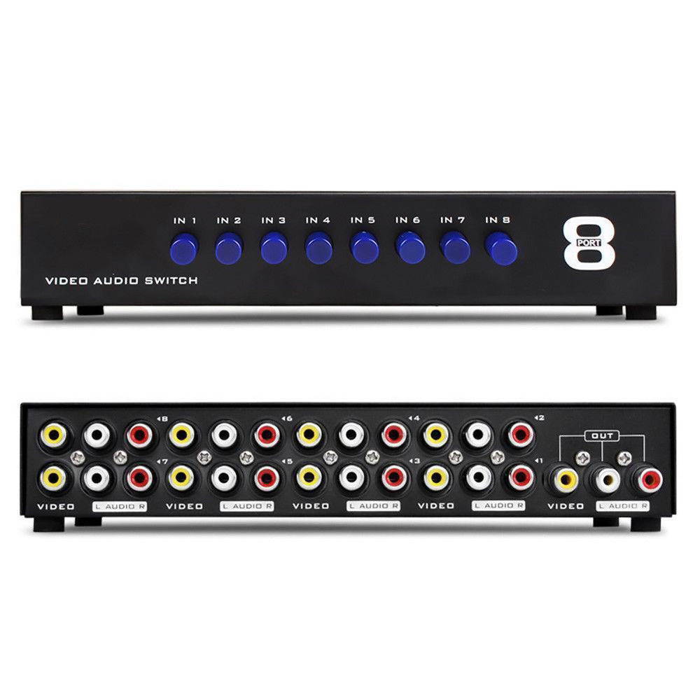 AV Switch Box Composite Selector 8 Port RCA Audio Video 8 In 1 Out To TV