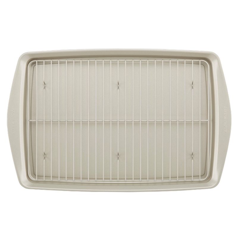 Rachael Ray 13"x19" Nonstick Bakeware Jumbo Cookie Pan with Roasting Rack Silver