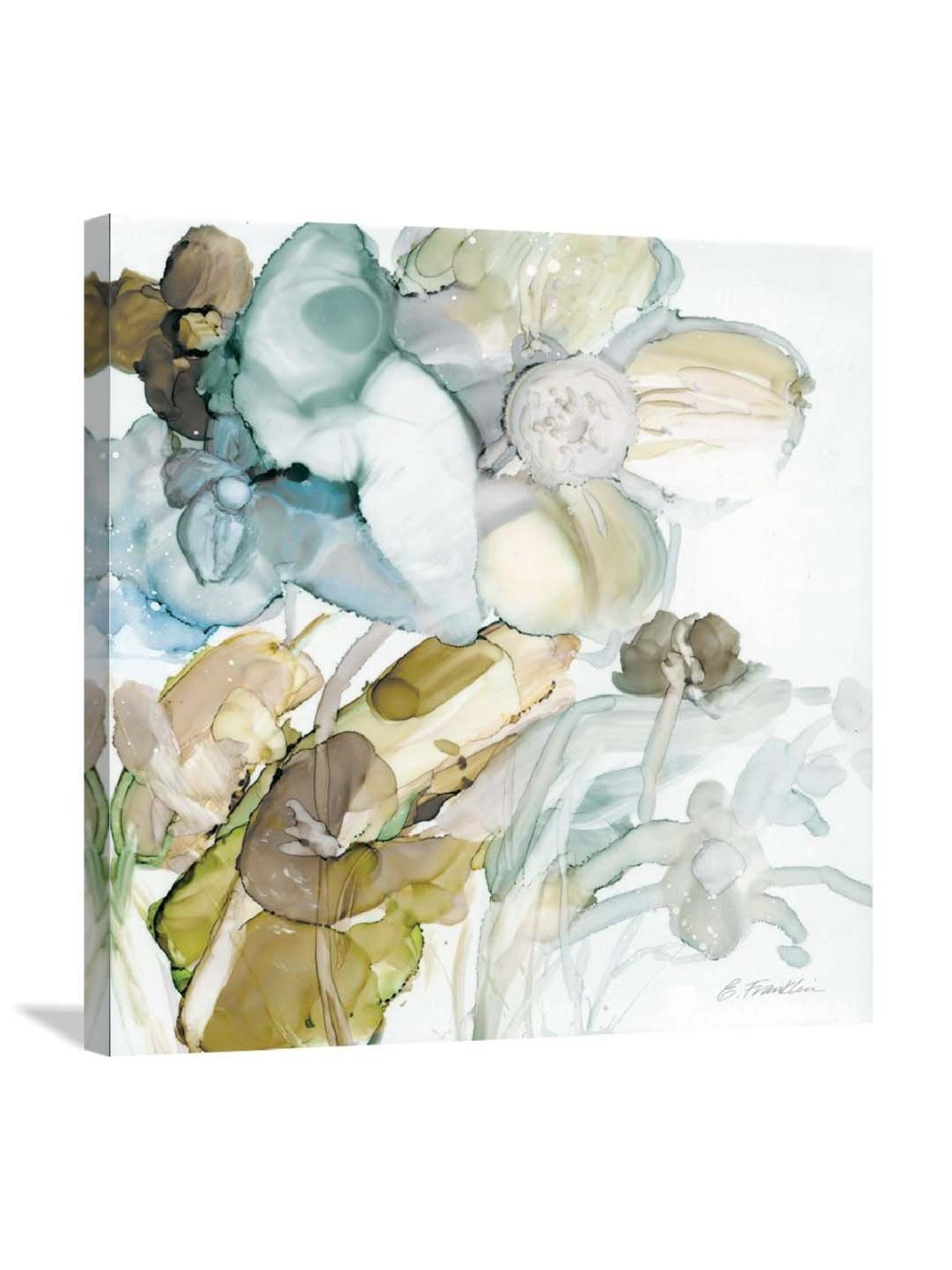 ARTE'VENUE Seaglass Garden Blue & Green Canvas Wall Arts - Set of 3 (10 X 10 inch Each)