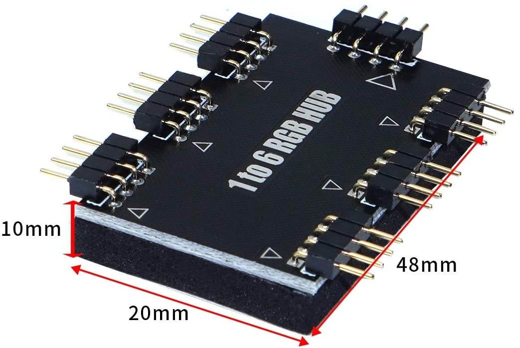 JMT 1 to 6 RGB Fan Hub Splitter PWM Controller 5V 3Pin / 12V 4 PIN Fan Cooler Computer Motherboard Symphony 50cm Power Supply Cable (12V 4Pin)