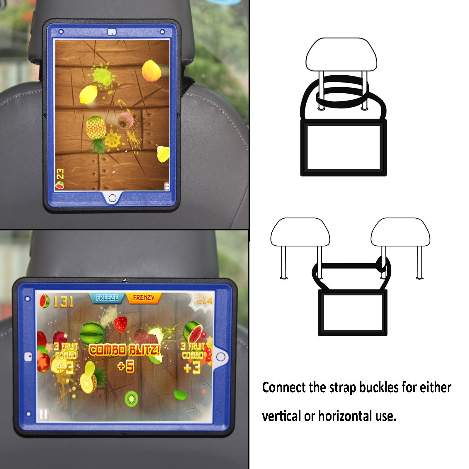 Cellular360 Apple iPad 9.7 2017 2018, iPad 5th Gen., iPad 6th Gen. Shockproof Case with 360 Degrees Rotatable Kickstand, Adjustable Handle and Shoulder Strap