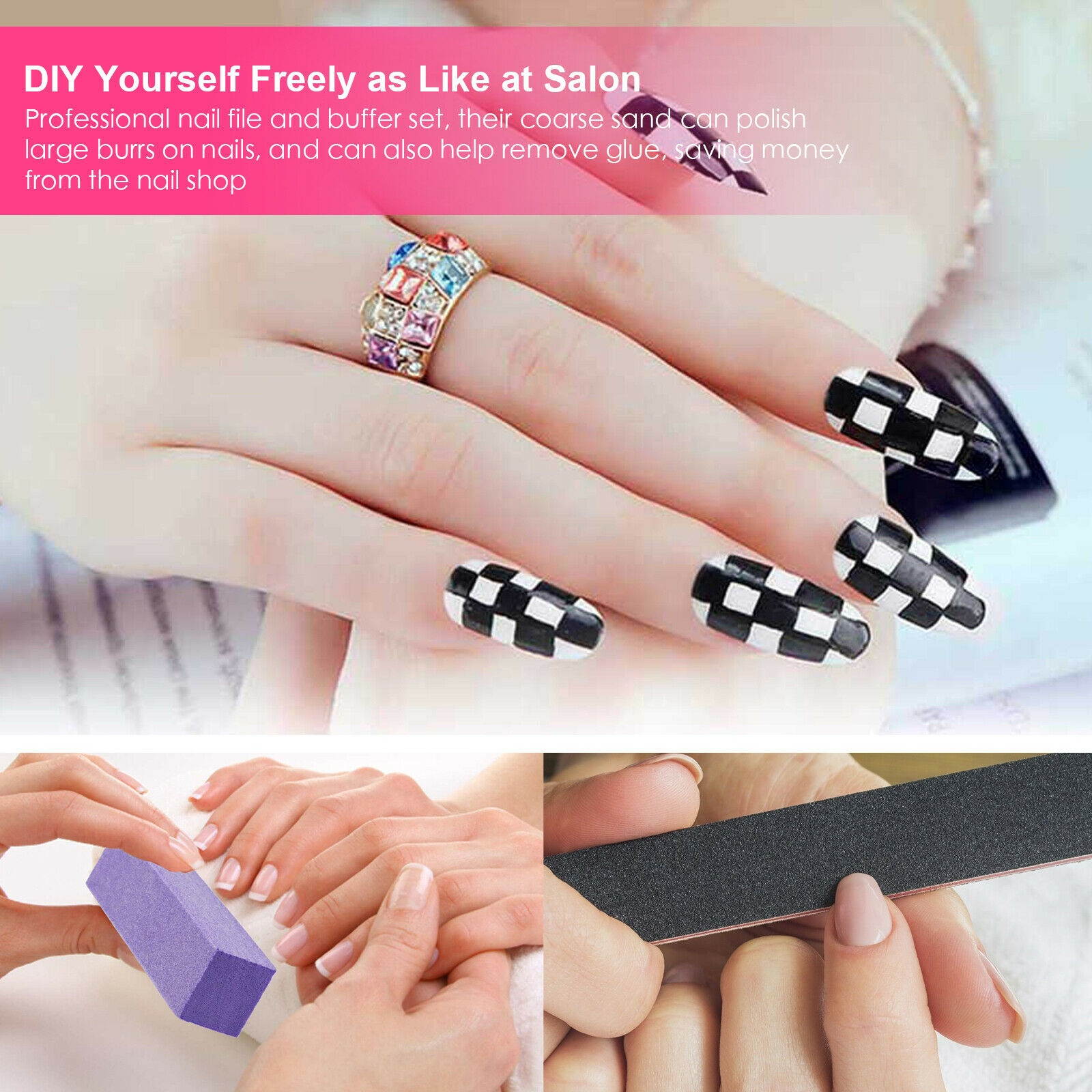 12pcs Nail Art Tips Sandpaper Block Buffer Buffing Manicure File Polish Sponge