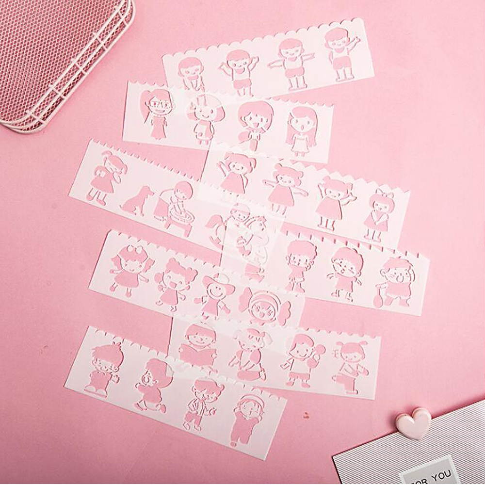 Multi-functional Drawing Stencils Straight & Wavy Lines Rulers Hollow Out Design PP Templates Reusable for Children Students DIY Painting Craft Scrapbooking Journal Photo Album Card Making