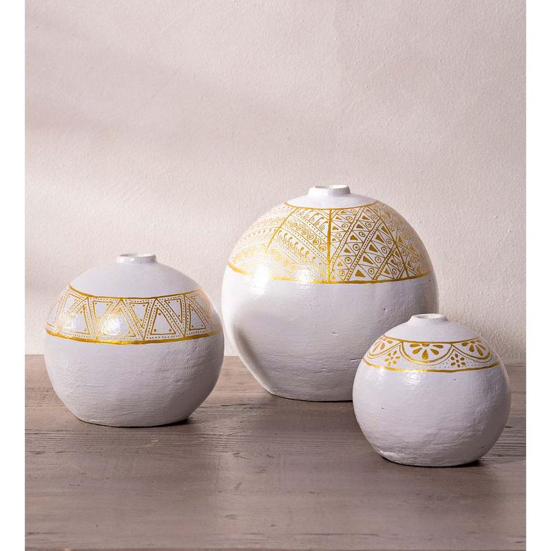 VivaTerra Hand-painted Clay Vases, Set of 3