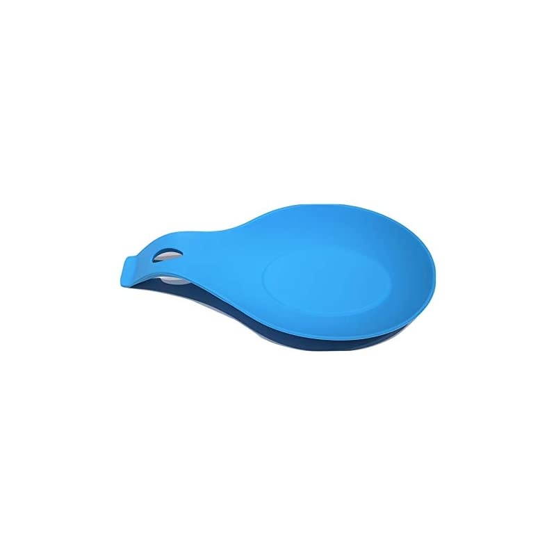 Flexible Silicone Spoon Rest | Spoon Rests for Kitchen | Spoon Holder | Silicone Utensils | Ladle Holder | Spoon Holder for Kitchen | Utensil Rest | Kitchen Spoon Rest (Blue, 1)