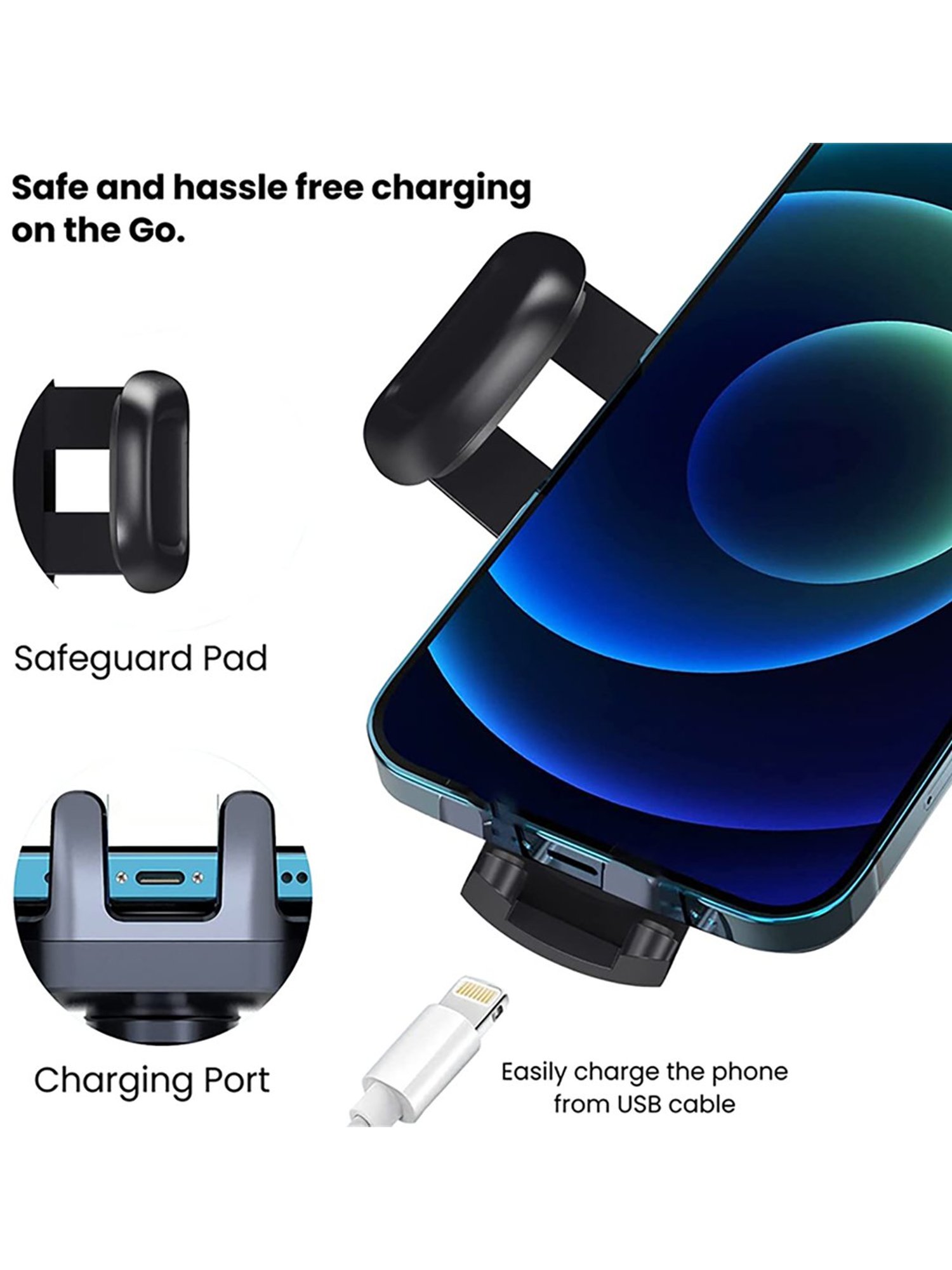 GRIPP Magic Stand Compatible for All Mobile Phones Devices (Black)