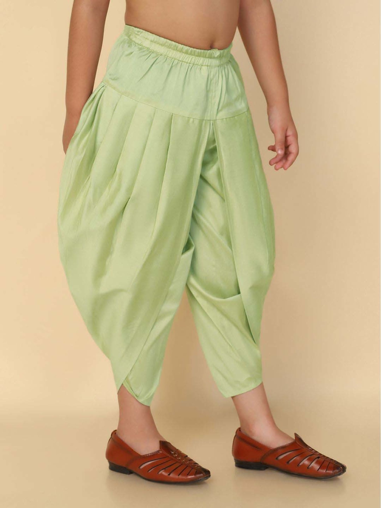 KISAH Kids Green Cotton Regular Fit Dhoti Pants