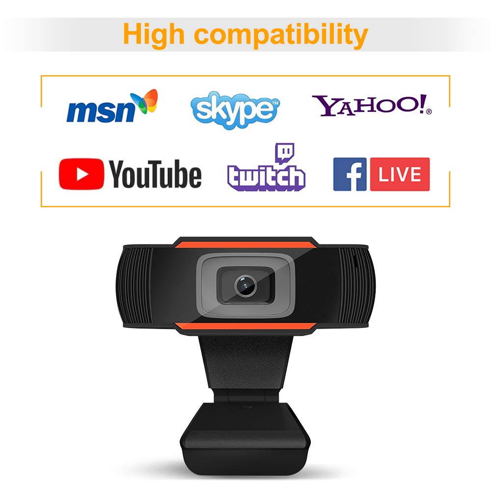Ylife 1080P Full HD PC Webcam, USB Computer Web Camera with Built-in Microphone for PC Laptops Desktop and Gaming, Live Streaming Webcam for Video Calling (Orange)