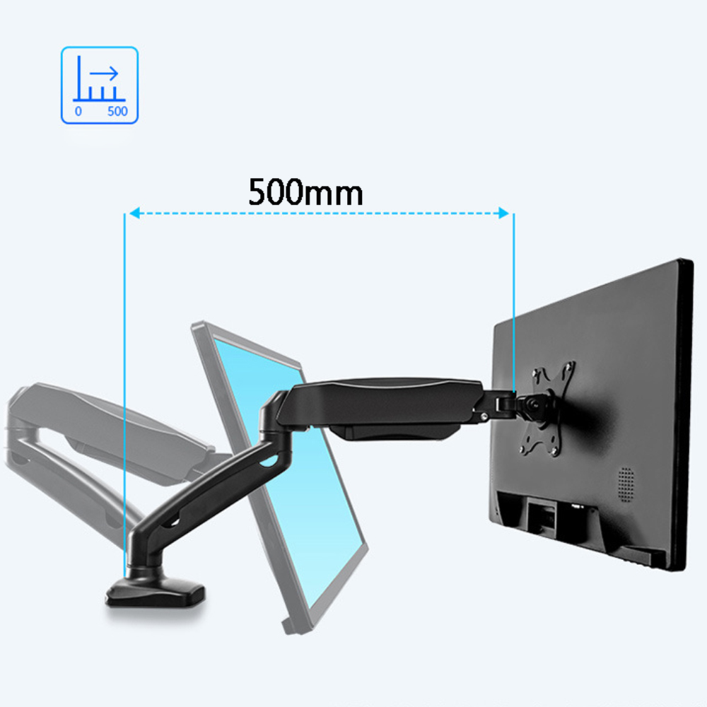 VICABO Single Monitor Arm Full Motion LCD Display Adjustable Gas Spring Desk Mount Stand for Computer Screens 17" to 30", Holds 4.4 to 19.8 lbs, VESA Bracket with Clamp or Grommet Mounting Base