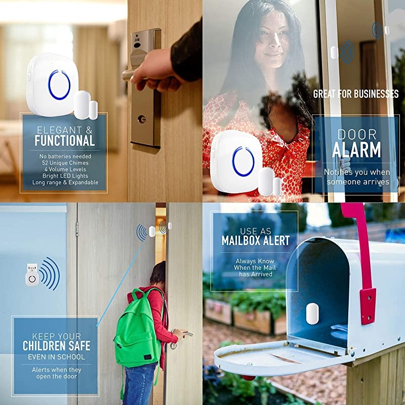 Door Chime or Window Alert with Magnetic Sensors Activates When Door or Window is Opened Door Open Chime or Window Alert 1 Mini Discrete Door Sensors + 1 Plugin Receiver
