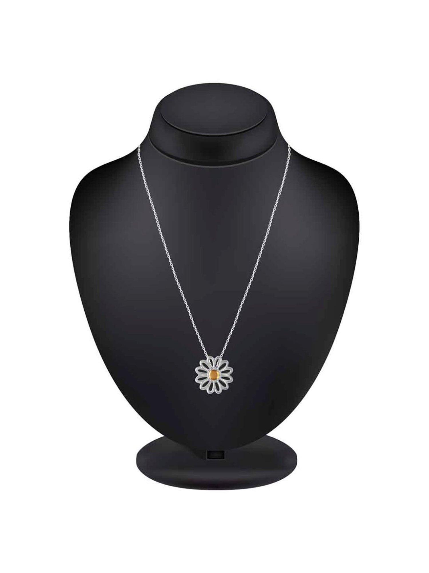 Rihi by P.C. Chandra Jewellers 925 Silver Daisy Pendant, Chain & Earring Set for Women & Girls
