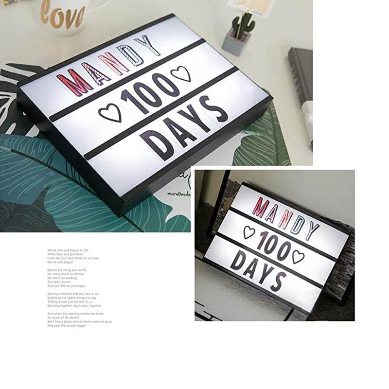Cinema Light Box DIY LED Cinematic Marquee Sign Light Up Box with Decorative Letters Numbers Symbols Emojis for Festival Birthday Anniversary Wedding Mottoes, A4 Size (Black)