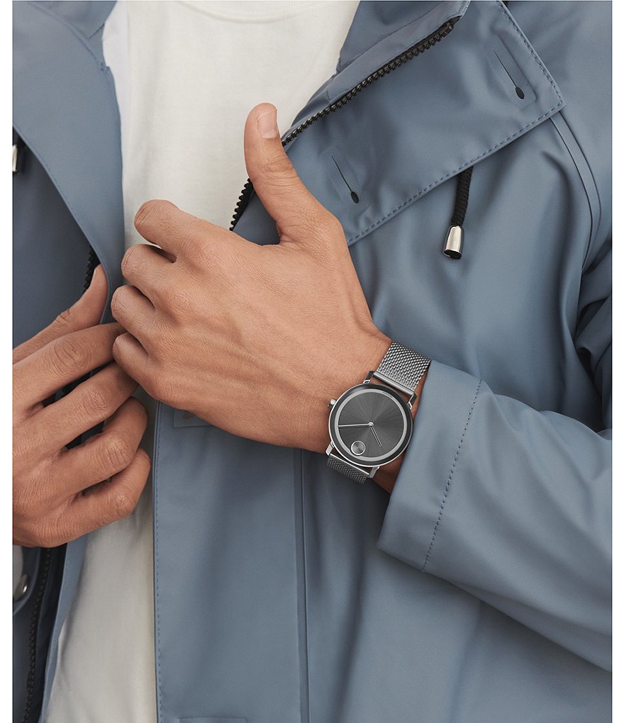 Movado Bold Evolution Grey Mesh Strap Bracelet Watch