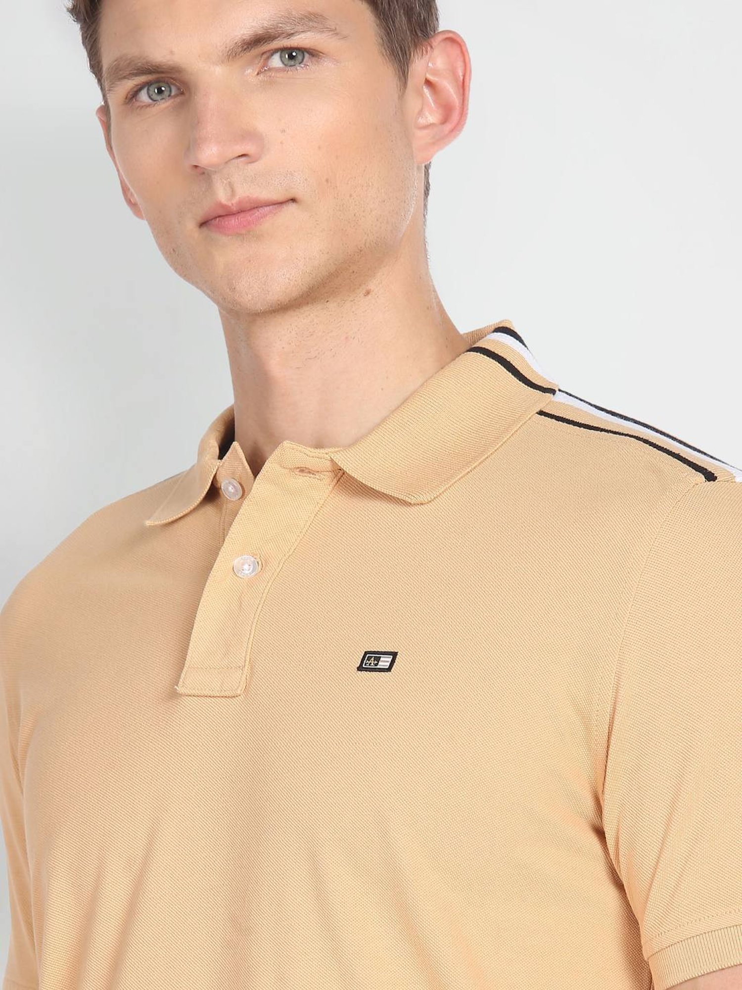 Arrow Sport Beige Cotton Regular Fit Polo T-Shirt