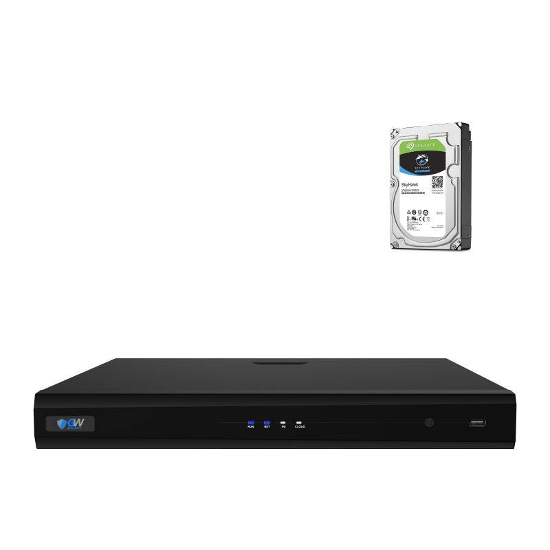 GW4232S w/ 8TB HDD, GW 32 Ch 4K Smart NVR H.264/H.265 Surveillance Recorder, Compatible All ONVIF IP Camera Up to 4K Cameras, 16TB HDD Capacity, Smart Time Bar Search, Motion Recording Smartphone P2P