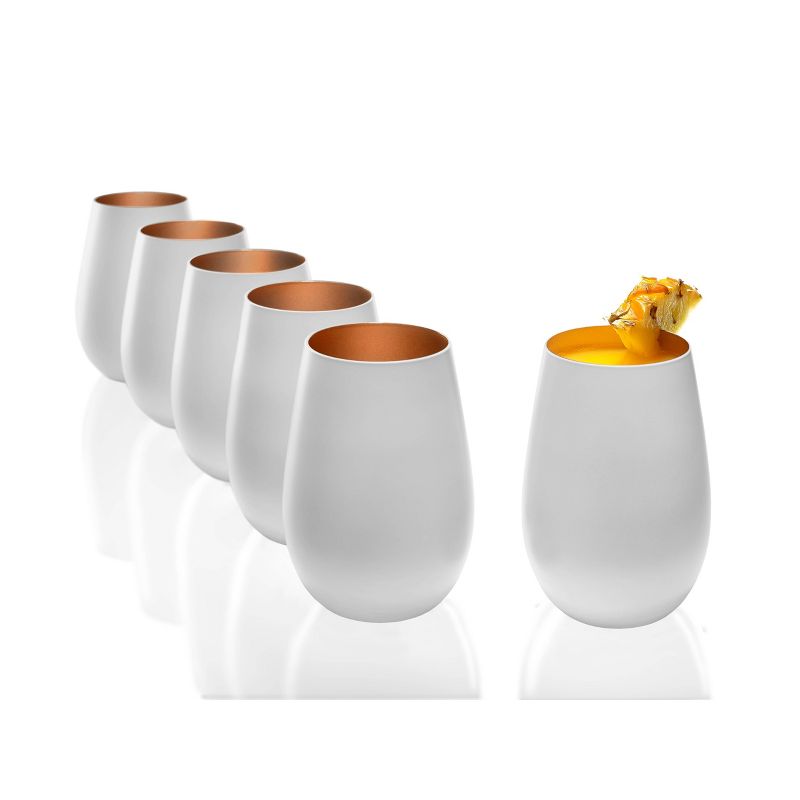 16.5oz 2pk Glass Olympia Tumbler Drinkware Set White/Bronze - Stolzle Lausitz