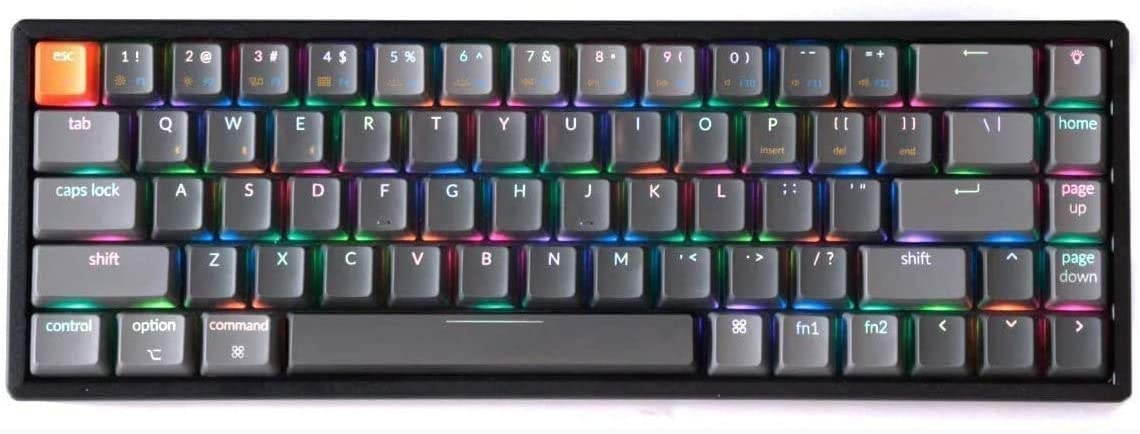 Keychron K6 Bluetooth Wireless/Wired Gaming Mechanical Keyboard - Compact 68 Keys Aluminum Frame Gateron Red Switch RGB Backlit for Mac Windows