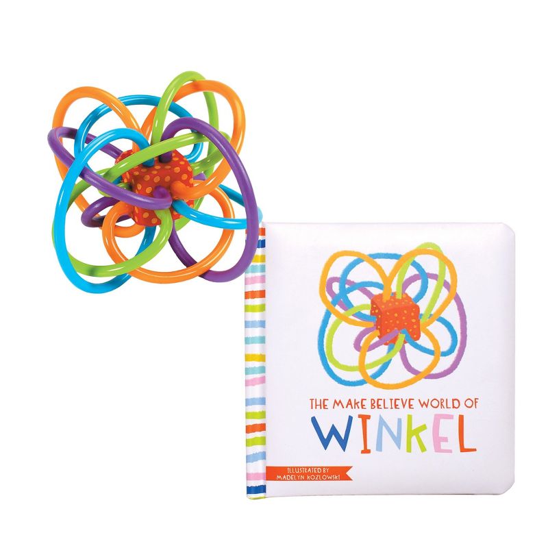 Manhattan Toy Winkel Rattle and Teether + The Make Believe World of Winkel Board Book