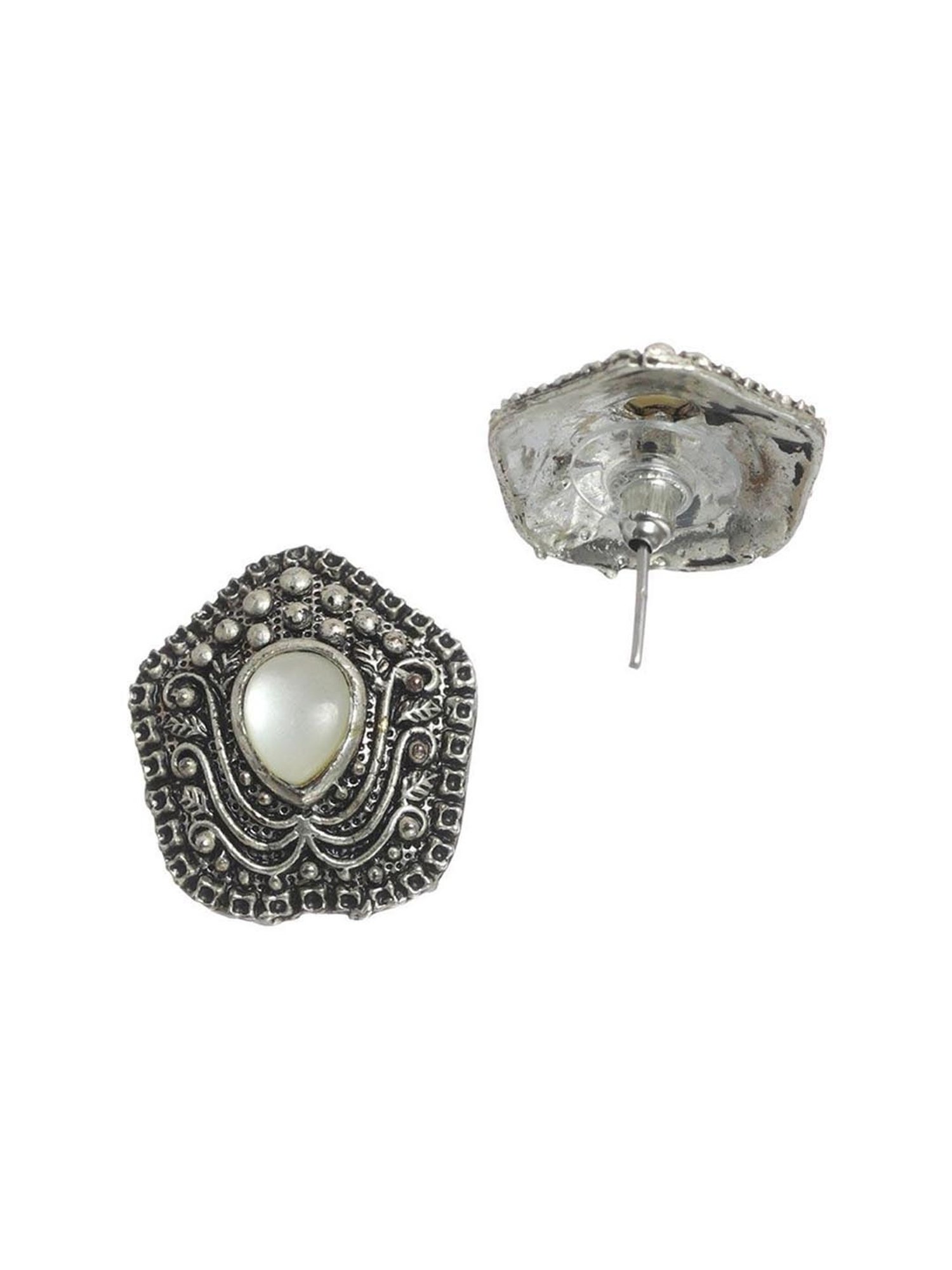 Priyaasi Silver Stud & Drop Earrings - Set of 2