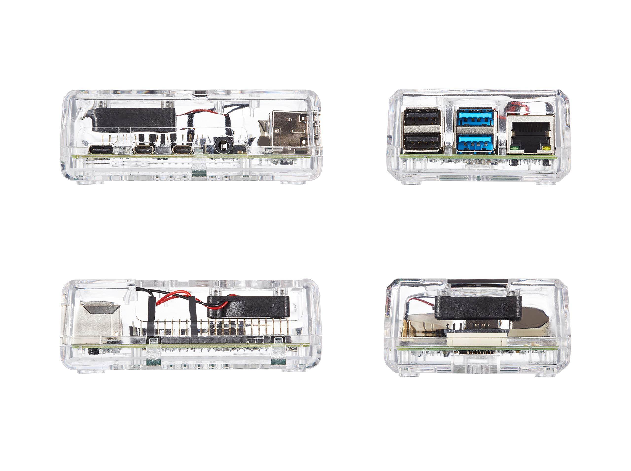 Vilros Accessories Starter Pack for Raspberry Pi 4-Includes Fan Cooled Case-Power Supply -Heatsink (Set of 4) -Micro HDMI & USB-C Adapters