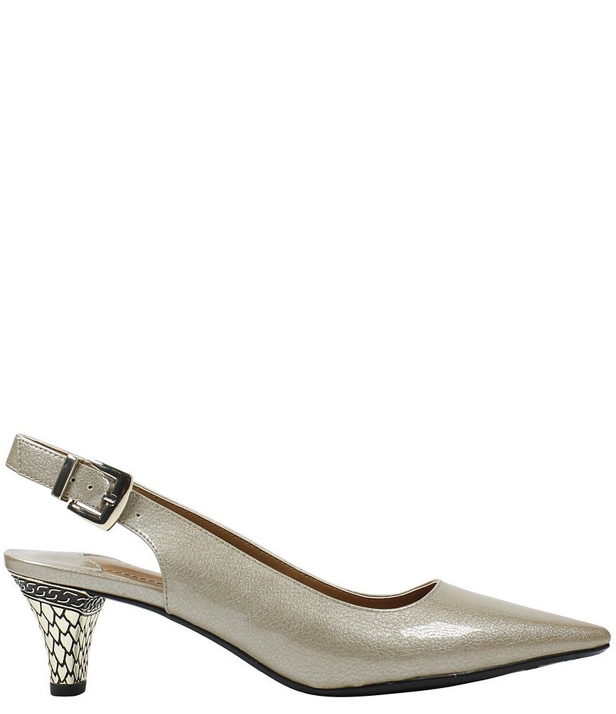 J. Renee Mayetta Slingback Pearlized Patent Dress Metal Heel Pumps