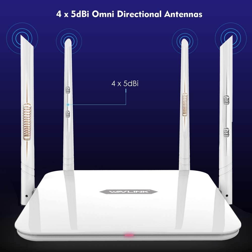 Gigabit WiFi RouterWAVLINK Home Router 1200Mbps WiFi RouterHigh Power Wireless Wi-Fi RouterDual Band 5Ghz+2.4Ghz with 2 x 2 MIMO 5dBi Antennas Internet Router