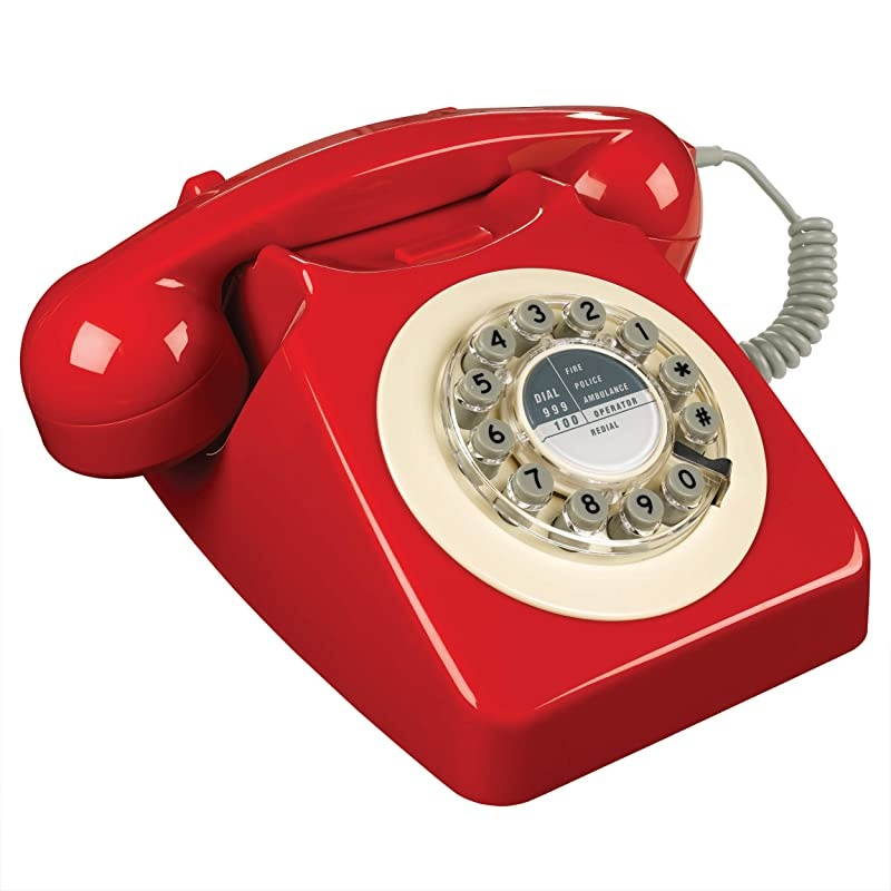 Wood 746 Phone Retro Design Red