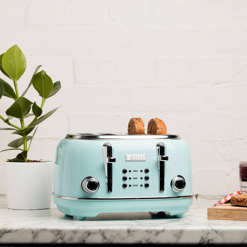 Haden Dorset 2-Slice Wide Slot Stainless Steel Countertop Retro Toaster with Adjustable Browning Control, Red