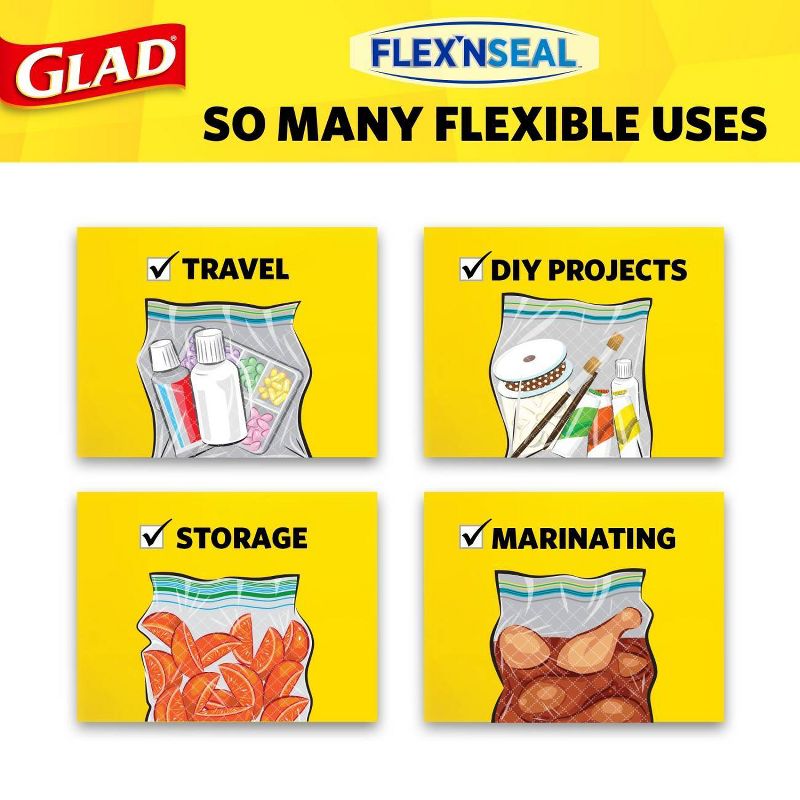 Glad Flex'N Seal + Food Storage Plastic Sandwich Bags - 100ct