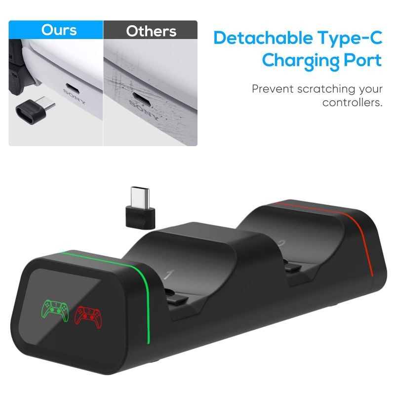 Dual Controller Charger for PS5/ Xbox Series S&X/ Nintendo Switch /Xbox Elite 2/ Google Controllers, Multifunctional Controller Charging Station for PlayStation5 Dualsense, Dual USB Fast Charging Dock