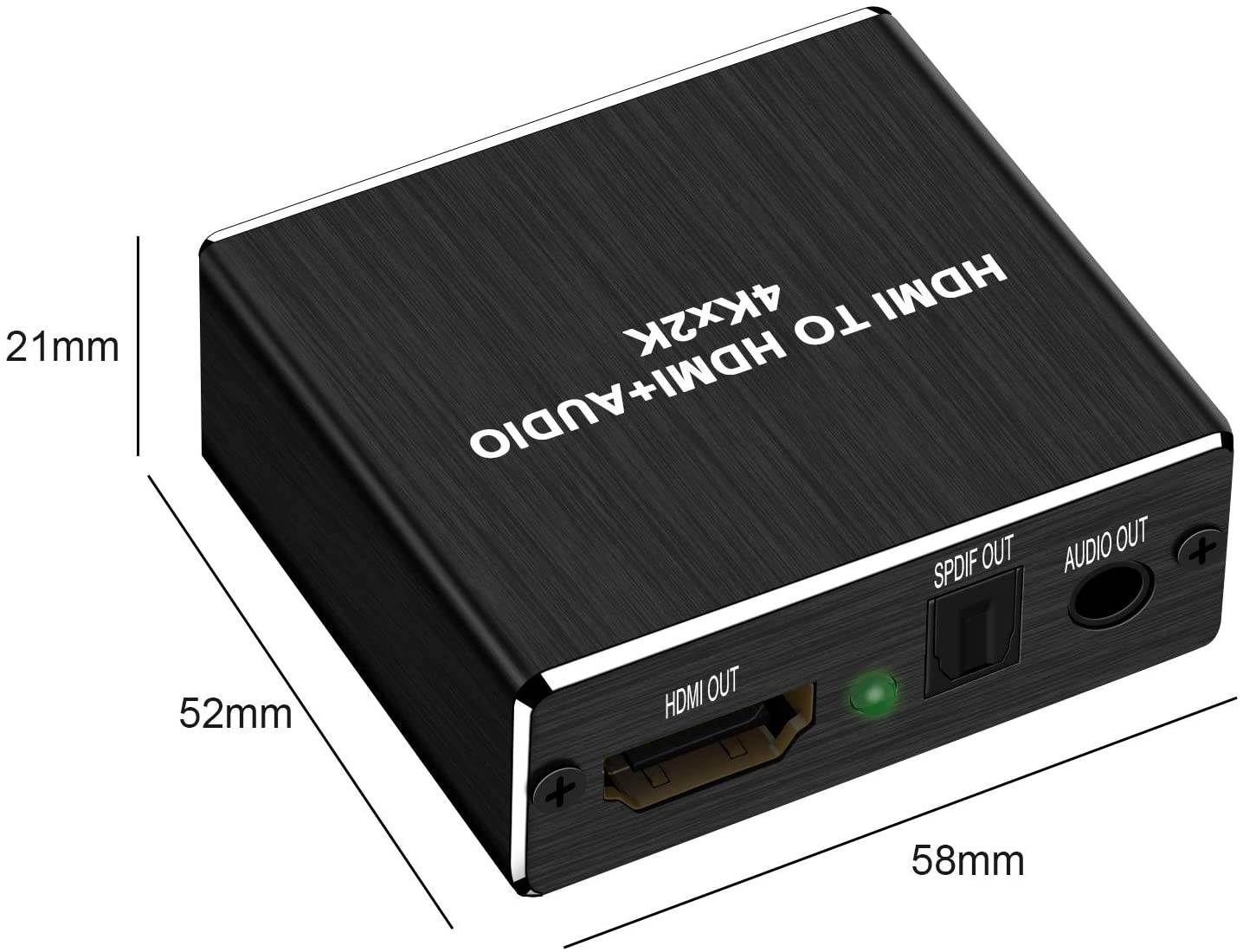 Digital HDMI Audio Extractor Converter,HDMI to HDMI + Audio (SPDIF + RCA Stereo) Audio Splitter Adapter,4K 1080P,Supports Pass/2.0CH/5.1CH