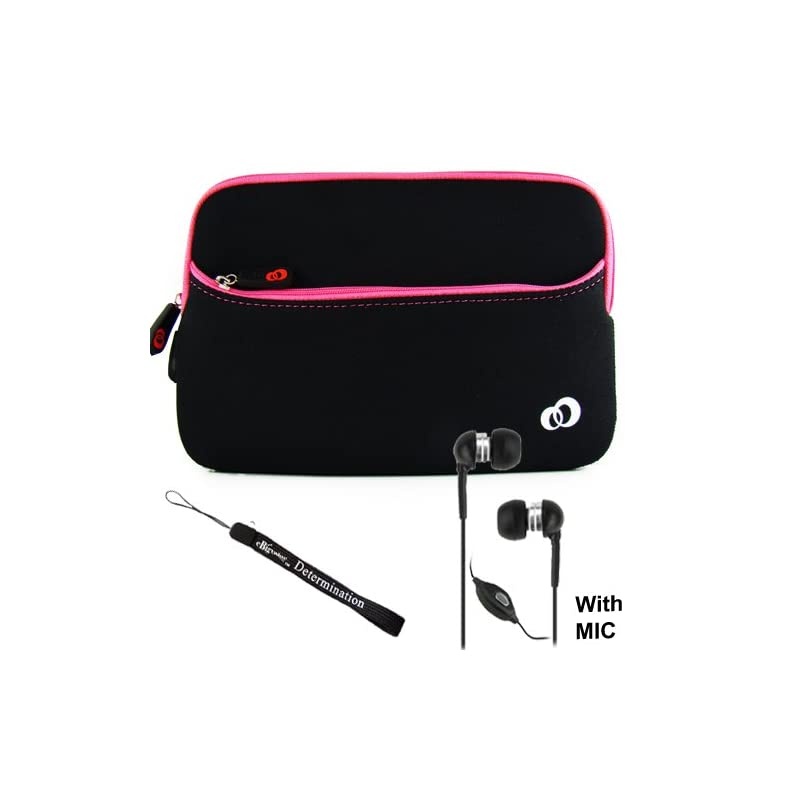 Neoprene Sleeve Book Cover Case Protective with Extra Pocket for Velocity Micro Cruz Reader and Key Chain and Crystal Clear Earbuds 35mm Jack with Mic