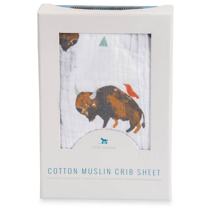 Little Unicorn Cotton Muslin Fitted Crib Sheet - Bison